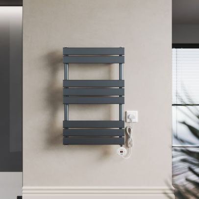 Anthracite Vertical Electric Towel Radiator with Wi-Fi Thermostat 800 x 500mm ETRF8050A-E