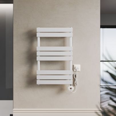 Vertical Electric Towel Radiator with Wi-Fi Thermostat 800 x 500mm White ETRF8050W-E