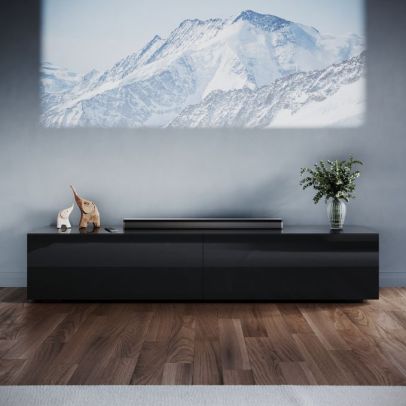 ELEGANT Floating TV Stand Cabinet Unit Black - 1600x400x300mm