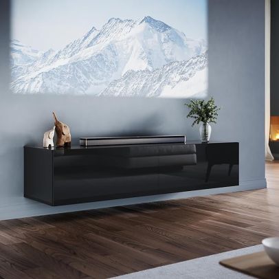 ELEGANT Floating TV Stand Cabinet Unit Black - 1400x400x300mm
