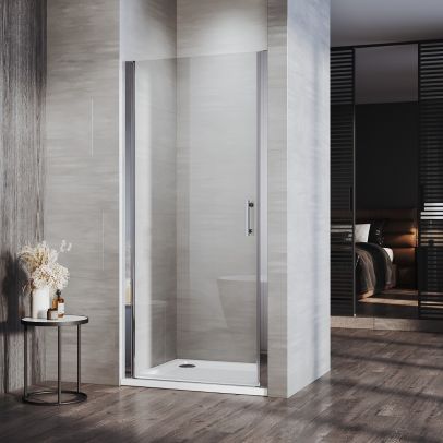 ELEGANT 800mm Frameless Pivot Hinged Shower Door 6mm Tempered Glass Swing Door
