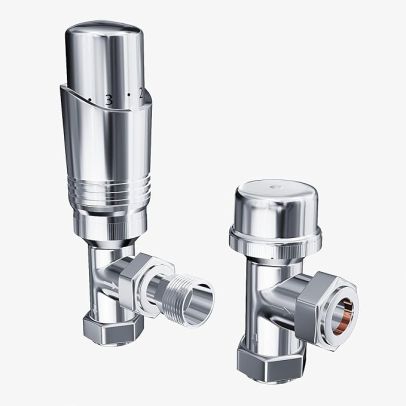 Chrome Angled Thermostatic Radiator Valve