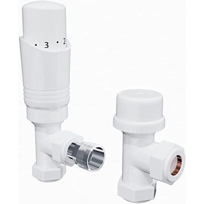 White Angled Thermostatic Radiator Valve