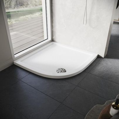 ELEGANT SMC Shower Base 800 x 800 mm Anti-Slip Quadrant Shower Tray with Waste Trap