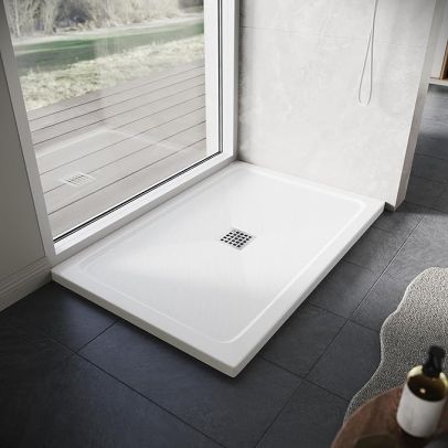 ELEGANT SMC Shower Tray 1200 x 900 mm Anti-Slip Rectangle Shower Tray+Waste Trap