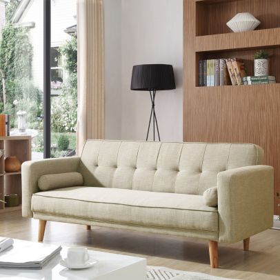 ELEGANT Cream Color Folding Sofa Bed with Pillow