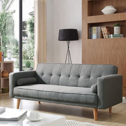ELEGANT Gray Color Folding Sofa Bed with Pillow