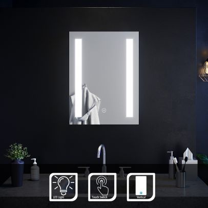 ELEGANT 450x600mm LED Illuminated Touch Vertical Bathroom Mirror