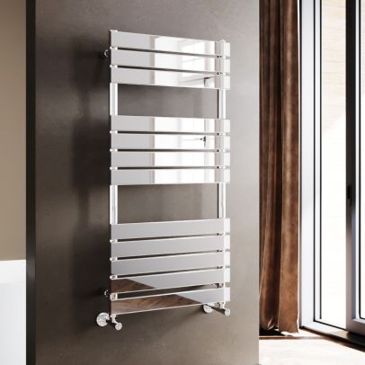 ELEGANT 1200 x 600mm Modern Design Chrome Flat Panel Heated Towel Rails Radiators