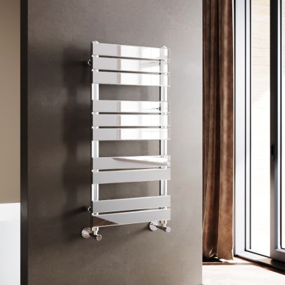 ELEGANT 1000x500mm Chrome Heated Bathroom Flat Panel Towel Rail Radiator