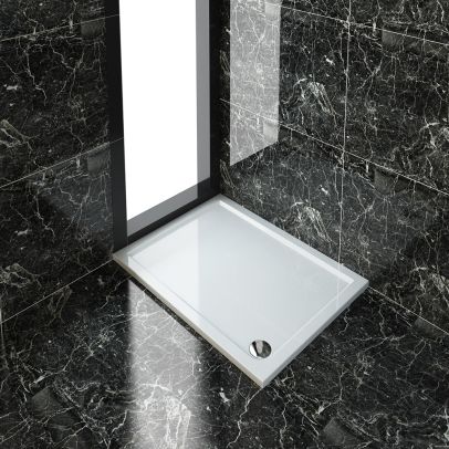 ELEGANT 1200 x 900 x 40mm Rectangular Stone Shower Tray for Shower Enclosure Cubicle With Waste Trap