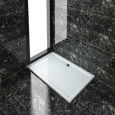ELEGANT 1400x900x40mm Ultra- Slim Stone Resin Rectangle Shower Tray + 90mm Waste