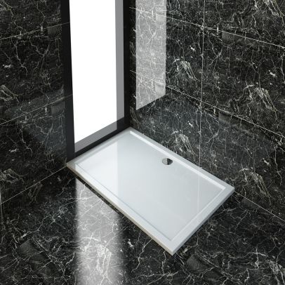 ELEGANT 1500x900x40mm Ultra- Slim Stone Resin Rectangle Shower Tray + 90mm Waste