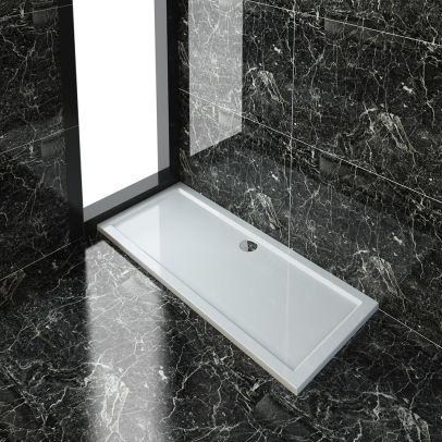 ELEGANT 1600x700x40mm Ultra- Slim Stone Resin Rectangle Shower Tray + 90mm Waste