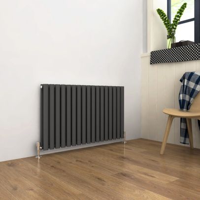 ELEGANT Double Flat Panel 600 x 1003mm Modern Design Anthracite Heated Rails Radiators