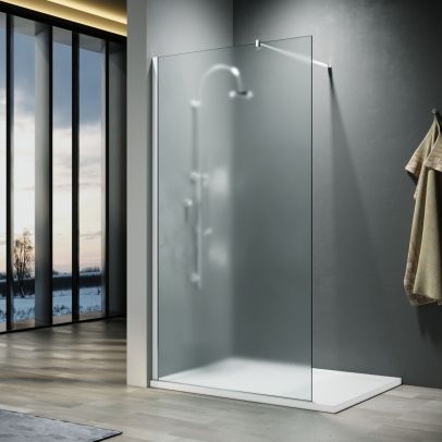 ELEGANT 700mm Walk-In Shower Panel Wetroom Frosted Easy Clean Safety Glass 8mm Inside Easy Clean Nano Glass Shower Screen