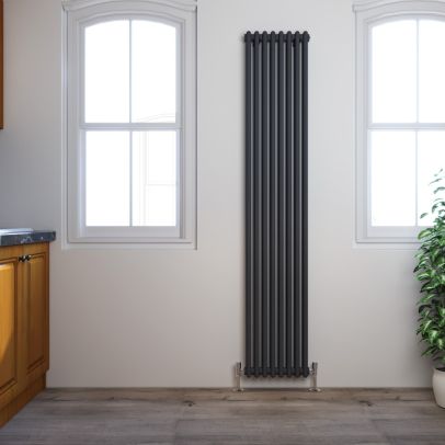 Traditional Elegant 1800x380mm Anthracite 2 Column Victorian Grey Vertical Radiator