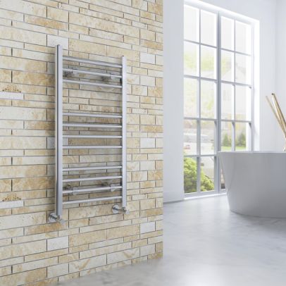 ELEGANT 800x400mm Straight Chrome Heated Towel Rail Rad Radiator Bathroom Central Heating