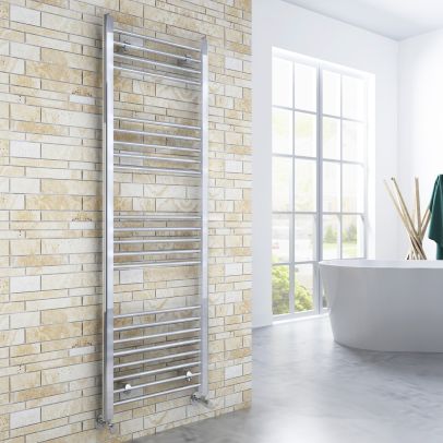 ELEGANT 1600x500mm Straight Chrome Heated Towel Rail Rad Radiator Bathroom Central Heating