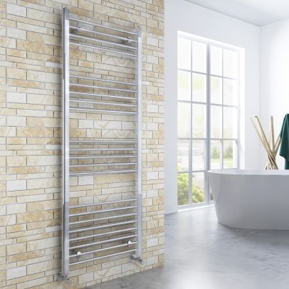 ELEGANT 1600x600mm Straight Chrome Heated Towel Rail Rad Radiator Bathroom Central Heating