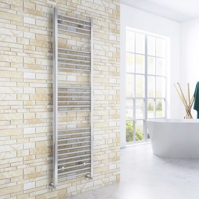 ELEGANT 1800x500mm Designer Straight Chrome Bathroom Heated Towel Rail Radiator