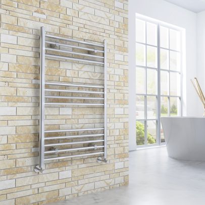 ELEGANT 1000x600mm Straight Chrome Heated Towel Rail Rad Radiator Bathroom Central Heatin6
