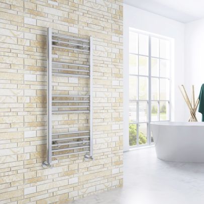 ELEGANT 1200 x 500mm Designer Straight Chrome Bathroom Heated Towel Rail Radiator