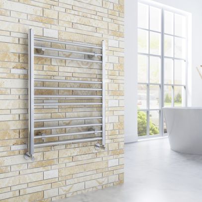 ELEGANT 800x600mm Straight Chrome Heated Towel Rail Rad Radiator Bathroom Central Heating