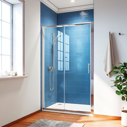 ELEGANT 1600mm Sliding Shower Door 6mm Tempered Glass Shower Screen