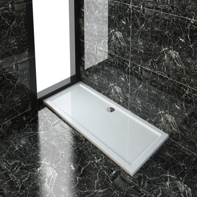 ELEGANT 1700x700x40mm Ultra- Slim Stone Resin Rectangle Shower Tray + 90mm Waste