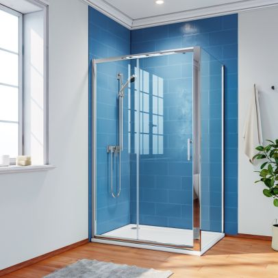 Matt Black 1200mm Sliding Shower Door - Matt Black - Colore | Bath Source - View #6