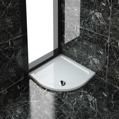 ELEGANT New 40mm Slimline 900 x 900 quadrant shower tray Stone Resin Free Waste