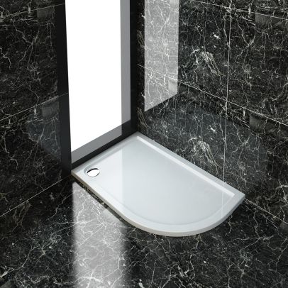 ELEGANT 1200X800mm Right Handed Ultra-Slim Stone Resin Offset Quadrant Shower Tray