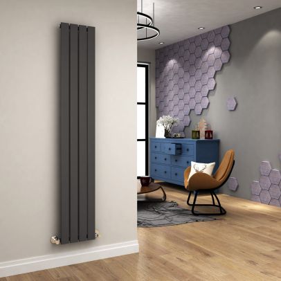 ELEGANT 1800 x 300mm Vertical Column Single Flat Panel Designer Anthracite Radiator