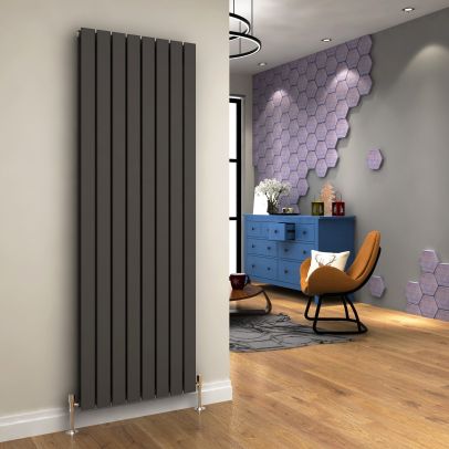 ELEGANT 1800 x 608mm Vertical Column Designer Double Anthracite Flat Panel Radiator