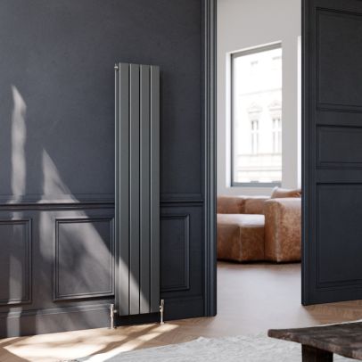 ELEGANT 1600 x300mm Vertical Designer Double Anthracite Flat Panel Grey Column Radiator