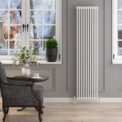 ELEGANT 1800x465mm Vertical White Traditional Cast Iron Style 2 Column Radiator
