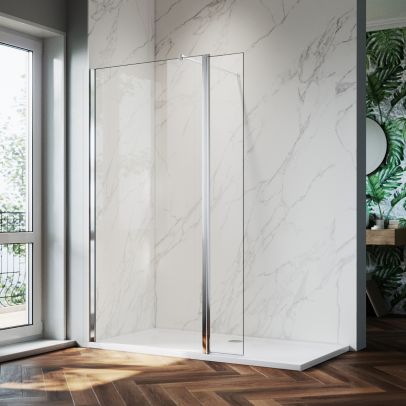 Elegant 700mm 8mm Easy Clean Nano Glass Shower Panel + 300mm Flipper/Return Panel