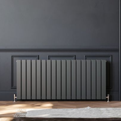 ELEGANT 600 x 1360mm Anthracite Double Flat Panel Horizontal Designer Grey Column Radiators