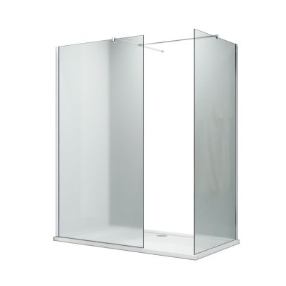ELEGANT 1200X760mm Frosted Chrome Fittings Glass Easy Clean Walk-In Shower Enclosure (Inc Shower Panels + Stone Resin Tray + Waste)