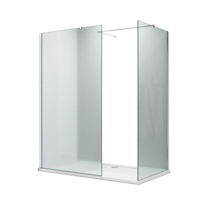 ELEGANT 1600X700mm Frosted Chrome Fittings Glass Easy Clean Walk-In Shower Enclosure (Inc Shower Panels + Stone Resin Tray + Waste)