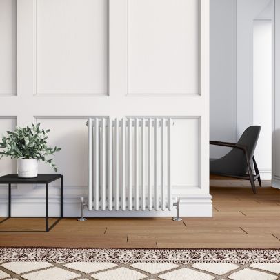 ELEGANT Traditional Radiator Cast Iron Style 3 Column White Horizontal Radiator 600x599mm