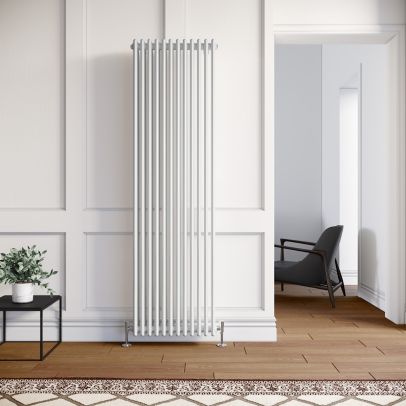 ELEGANT 1800x554mm Traditional Radiator Cast Iron Style White Vertical Radiator 3 Columns
