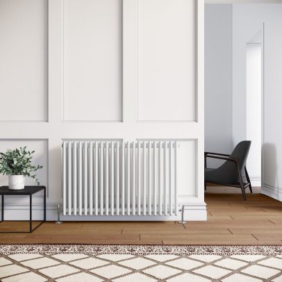 ELEGANT Traditional Radiator Cast Iron Style 3 Column White Horizontal Radiator 600x999mm