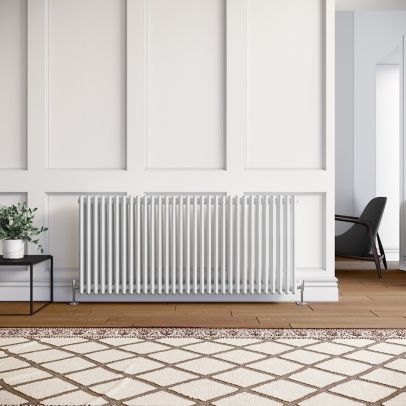 ELEGANT Traditional Radiator Cast Iron Style 3 Column White Horizontal Radiator 600x1400mm