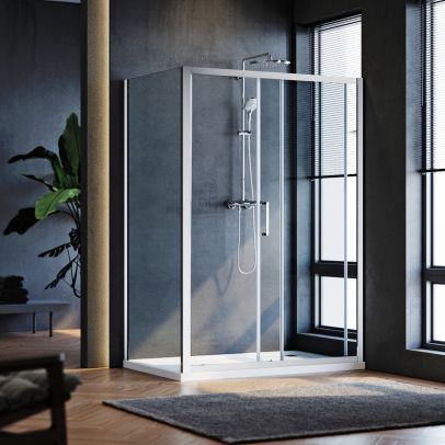 ELEGANT 1200x900mm Sliding Door Shower Enclosure 8mm Easy Clean Nano Glass Shower Cubicle