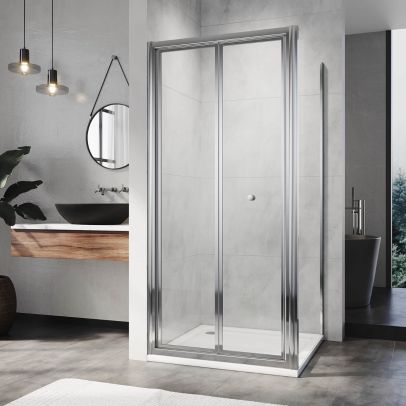 ELEGANT 760 x 760 mm Framed Bifold Shower Enclosure 5mm Tempered Glass Cubicle