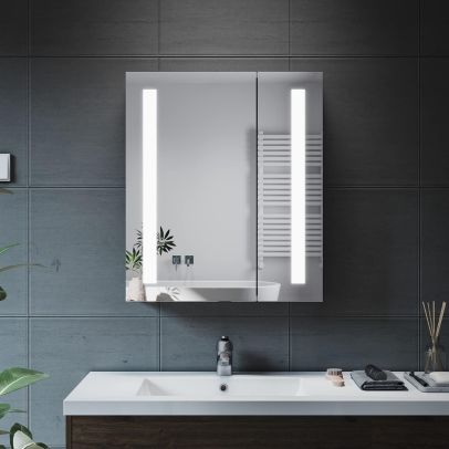 ELEGANT Bathroom Mirror Cabinet with Lights and Shaver Socket