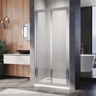 ELEGANT 860 x 1850 Bi-Fold Shower Door Framed NBFN86