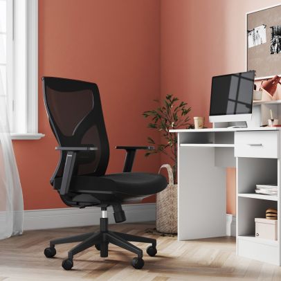 Elegant Office Chair with Lumbar Support and Armrests
